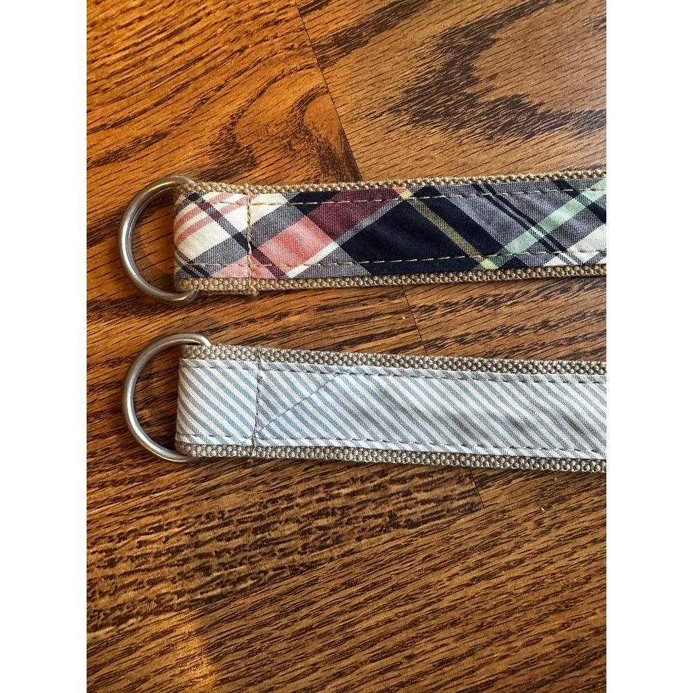 J. Crew Vintage Belt S/M Preppy Adjustable Ribbon Striped Two Belt Bundle - Picture 4 of 5